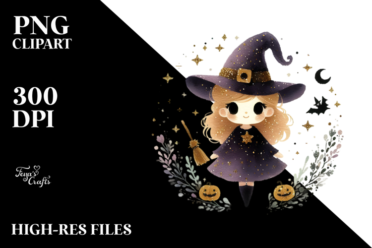 Witch Cute Glitter Haloween PNG