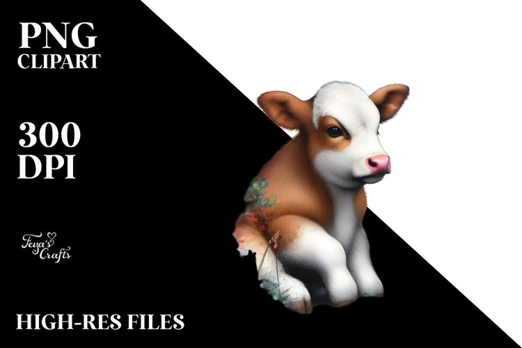 Colorful Cow in Urban Scene, PNG example image 1