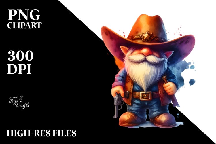 Washed Vibrant Cowboy Gnome, Transparent PNG