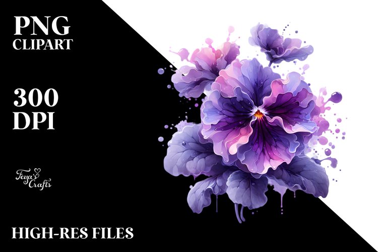 Glossy Violet with Splash | Sublimation | Clipart