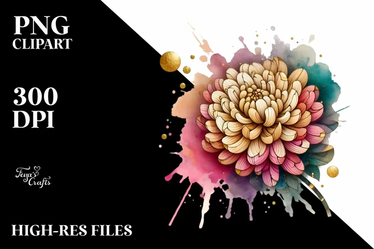 Abstract Stained Chrysanthemum Watercolor Splash
