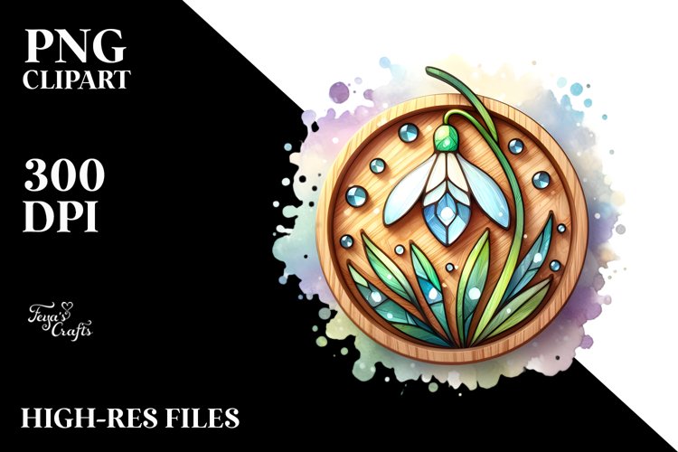 Stained Snowdrop Wooden| Clipart