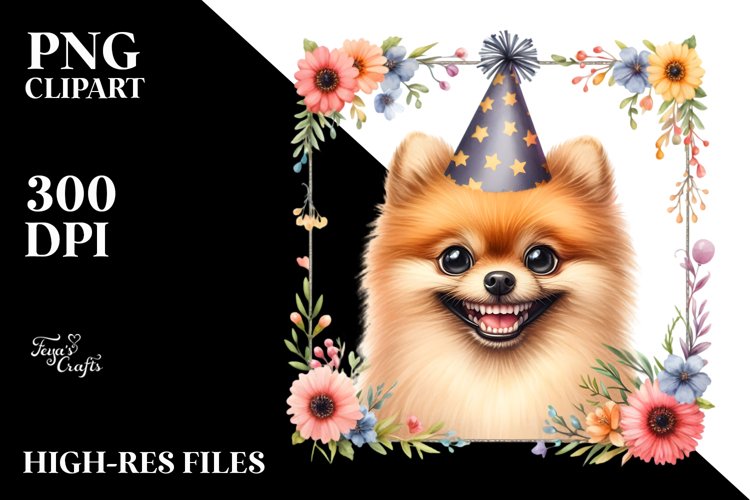Watercolor Pomeranian Clipart example image 1