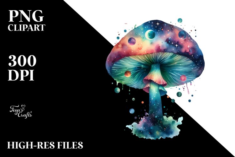Watercolor Celestial Mushroom Splash