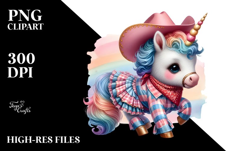 Baby Unicorn in Square Dancers Outfit PNG