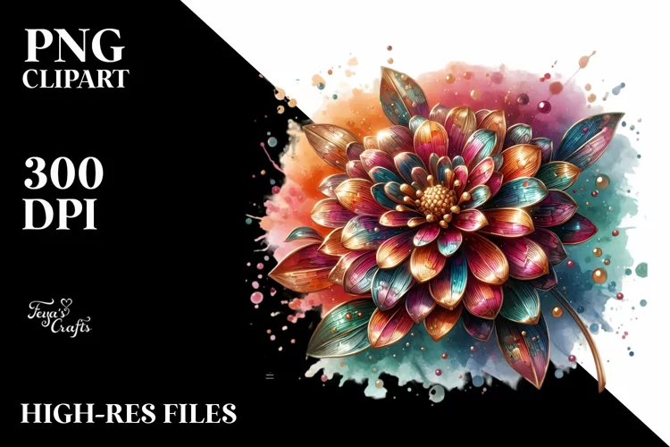 Abstract Shiny Zinnia Watercolor
