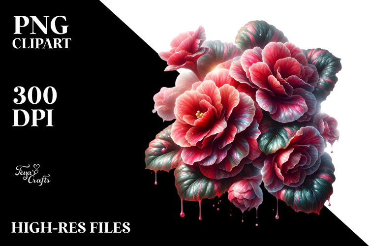 Glossy Shiny Begonia with Marble Splash | Sublimation |