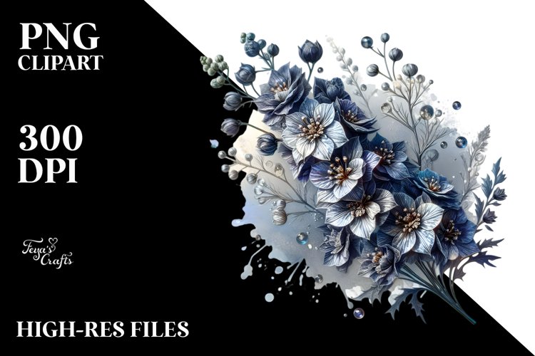 splash of Shiny Metallic Delphinium | Sublimation | Clipart