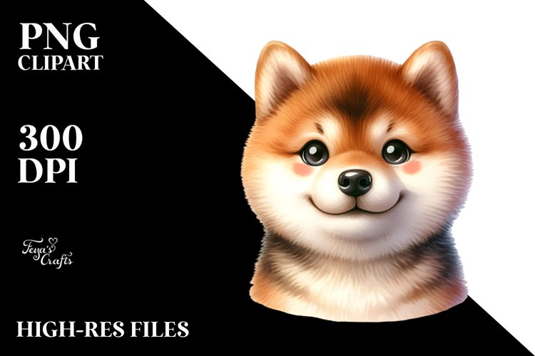 Cute Baby Shiba Inu Watercolor example image 1