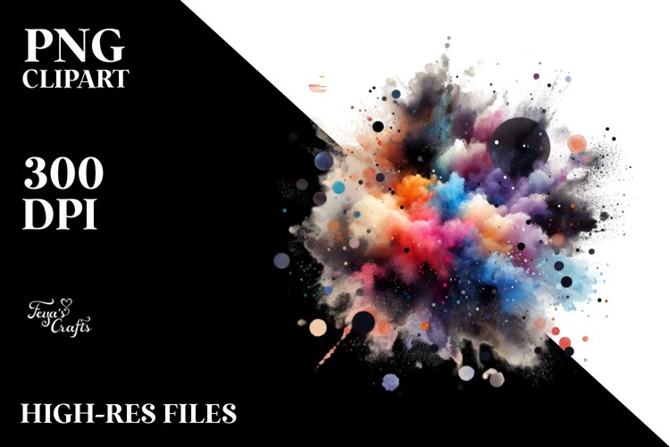 Colorful Black Watercolor Particles example image 1