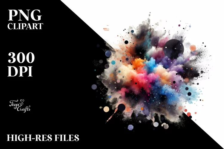 Colorful Black Watercolor Particles
