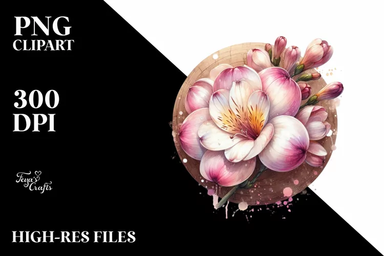 Shiny Freesia Watercolor | Clipart