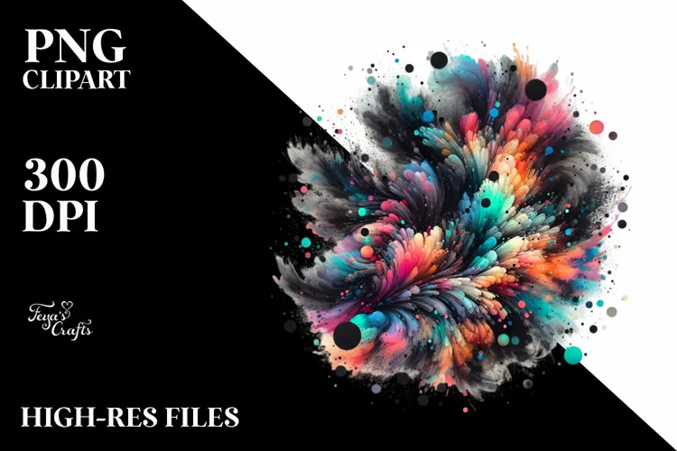 Colorful Black Watercolor Particles