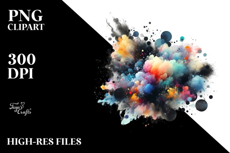 Colorful Black Watercolor Particles example image 1