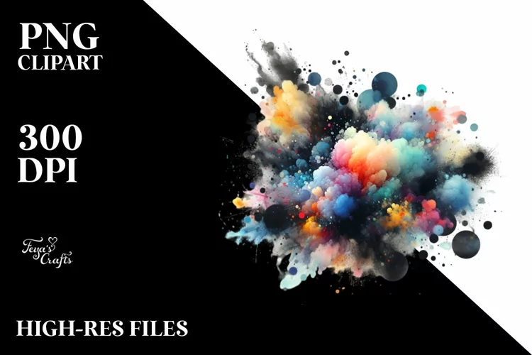 Colorful Black Watercolor Particles