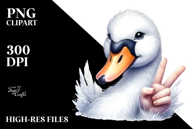 Funny Swan Victory Sign Clipart example image 1