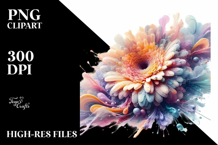 Abstract Gerbera Watercolor Splash PNG