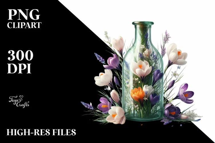 Artistic Bottle Crocus Clipart