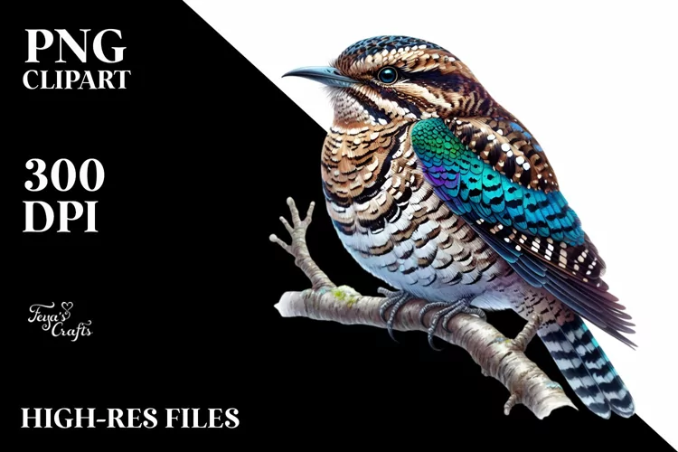 Vibrant Nightjar Branch Watercolor Centered