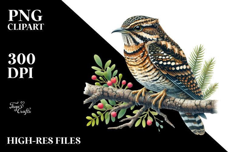 Vibrant Nightjar Branch Watercolor Centered example image 1