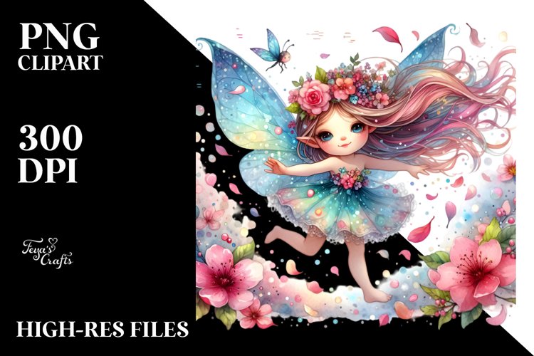 Colorful Fairy Petals Watercolor Clipart