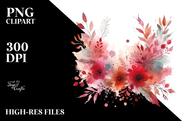 Colorful Redish Watercolor Splash | Sublimation | Clipart