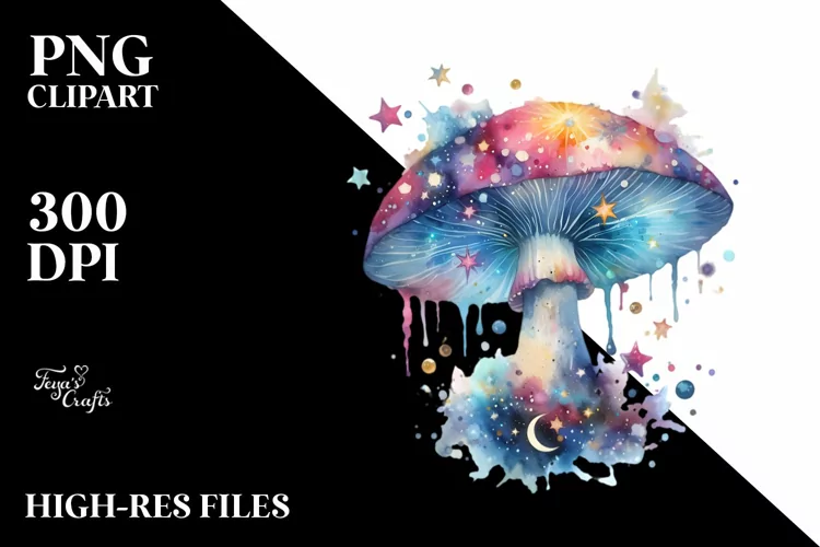 Magical Celestial Mushroom Splash Abstract