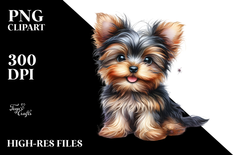 Watercolor Baby Yorkshire Terrier