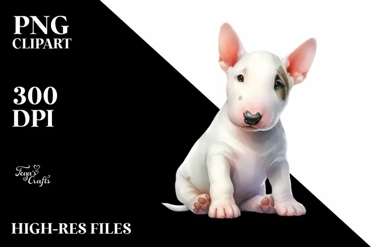 Pastel Bull Terrier Sitting PNG
