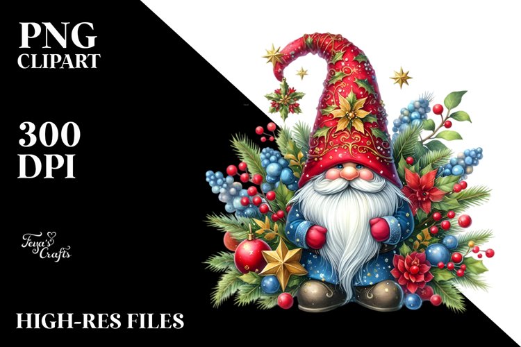 Detailed Vibrant Christmas Gnome PNG