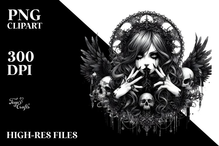 Detailed Gothic Girl PNG example image 1