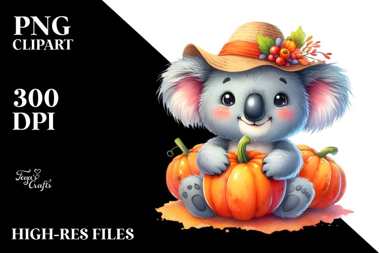 Baby Koala Pumpkin Sublimation Clipart