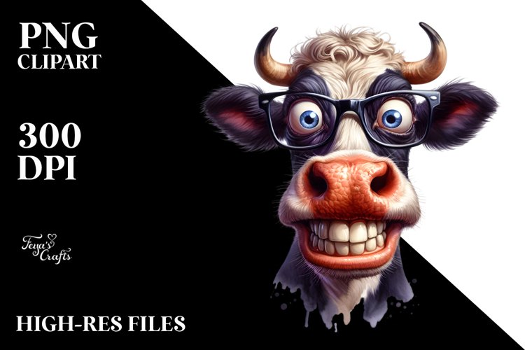 Cow Funny es Cow Portrait | Clipart example image 1