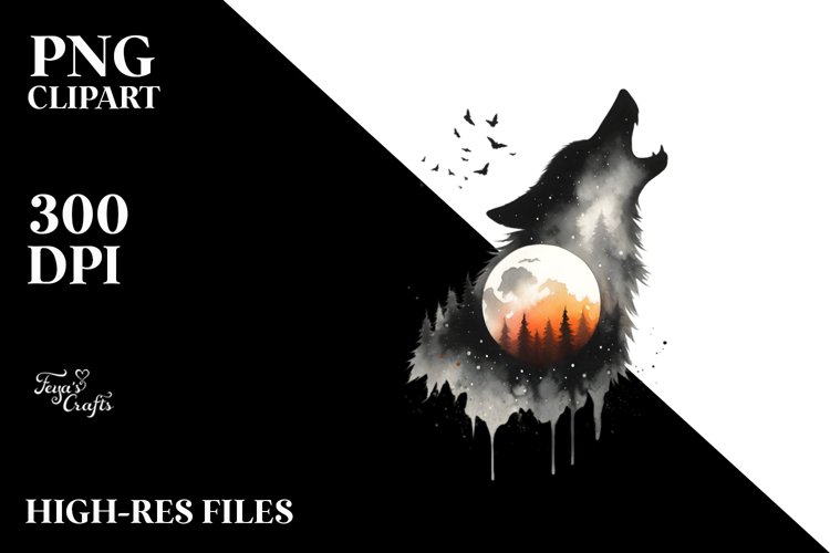 Halloween Wolf Howl | Clipart example image 1