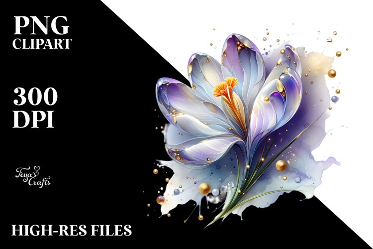 Glossy Crocus Splash | Sublimation | Clipart