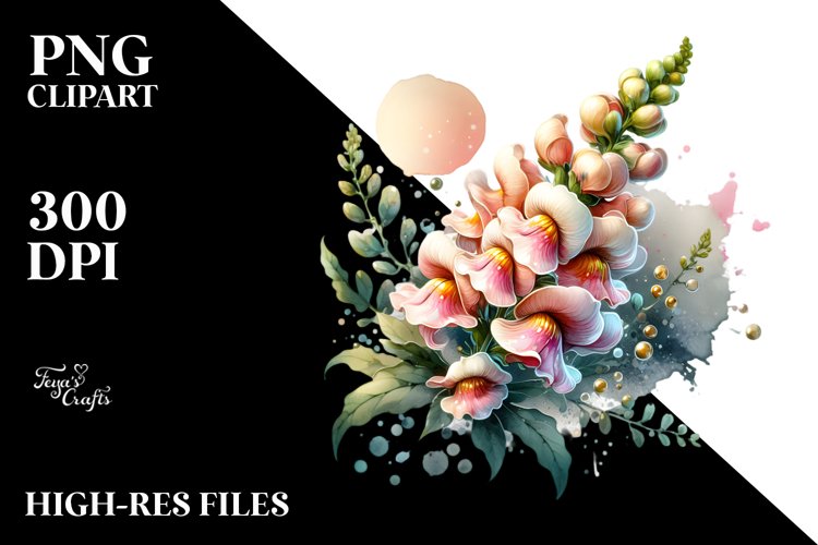 Watercolor Glossy Snapdragon Made of Material | Clipart