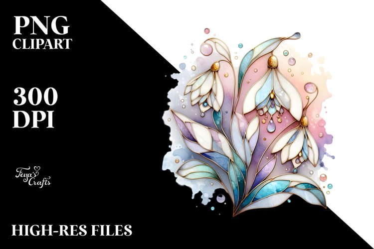 Abstract Wooden Small Stained Snowdrop PNG