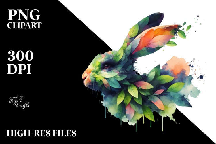 Vibrant Bunny with Splashes PNG
