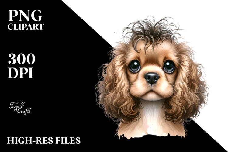 Funny Baby Cocker Spaniel Watercolor Clipart