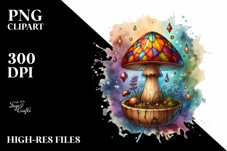 Wooden Mushroom with Stained