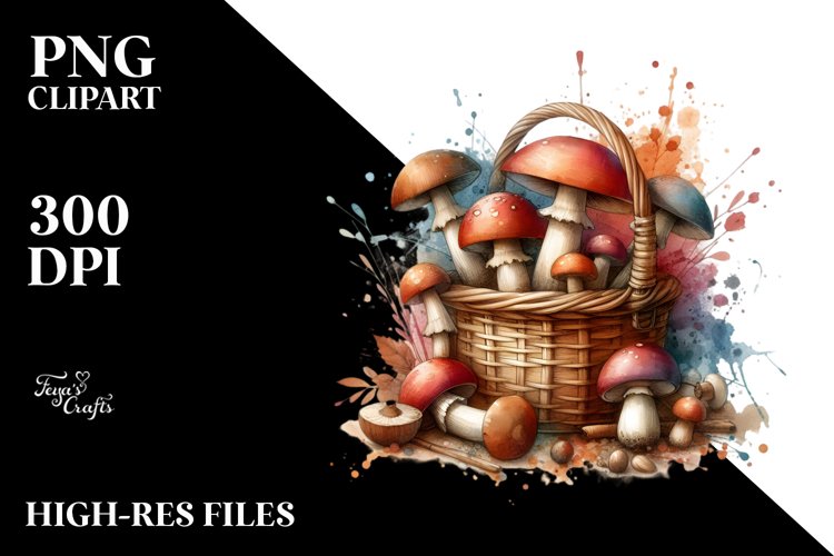 Mystical Mushroom,Watercolor Splash PNG