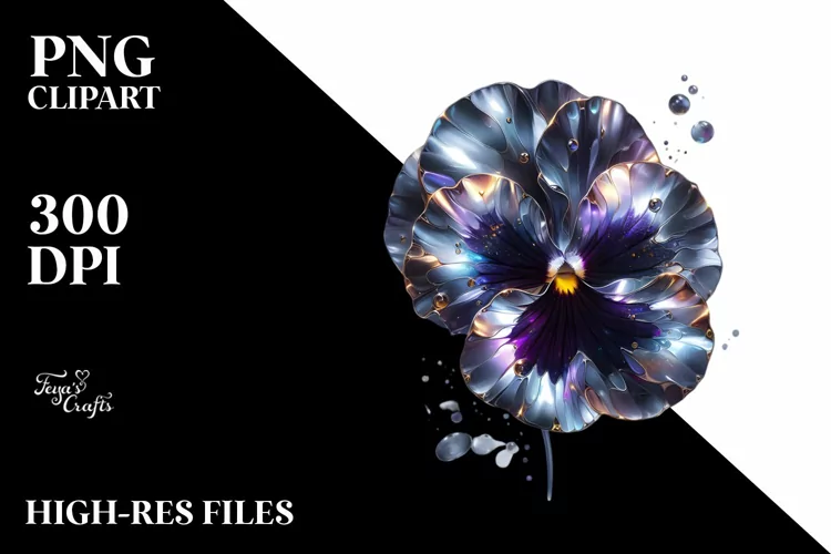 Shiny Pansy with Metallic Insertions, Abstract