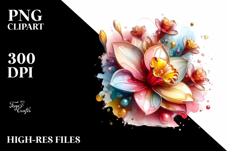 Glossy Narcissus in Watercolor Splash | Sublimation |