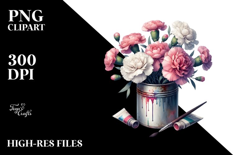Watercolor Large Carnation Can Clipart