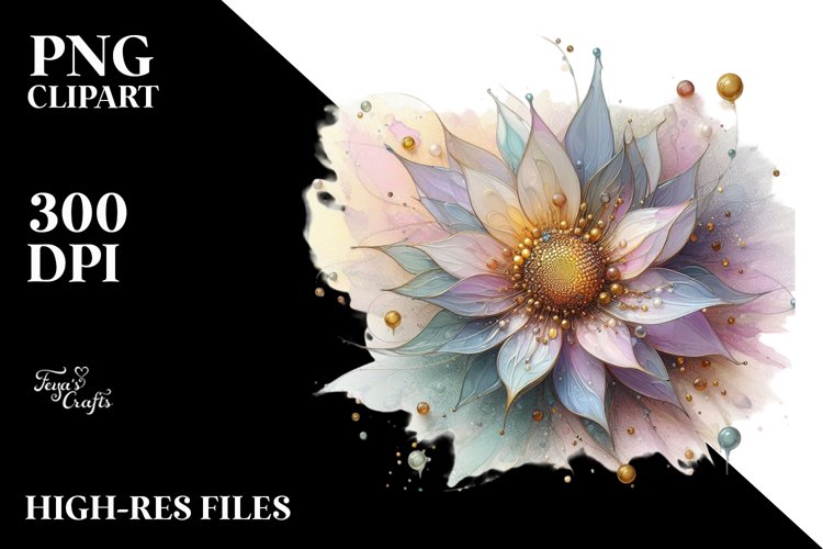 Sunflower Golden Insertions Watercolor Splash