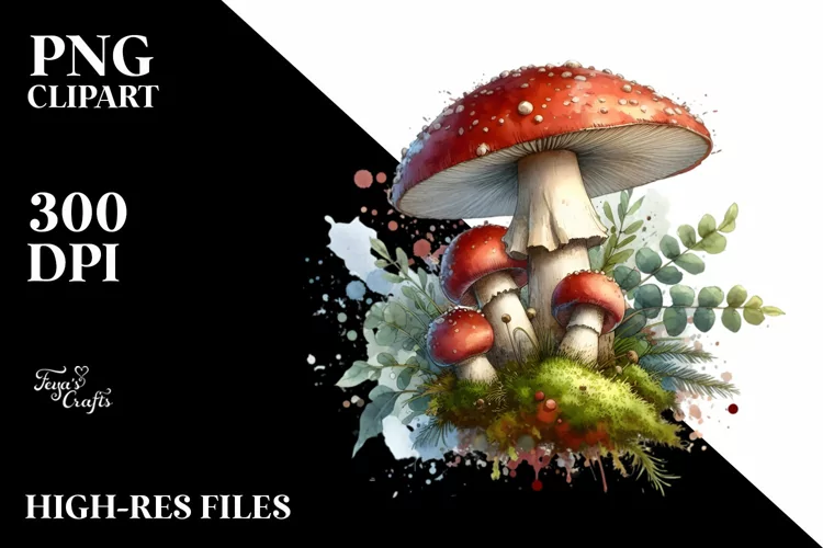 Mushroom with Watercolor Splash