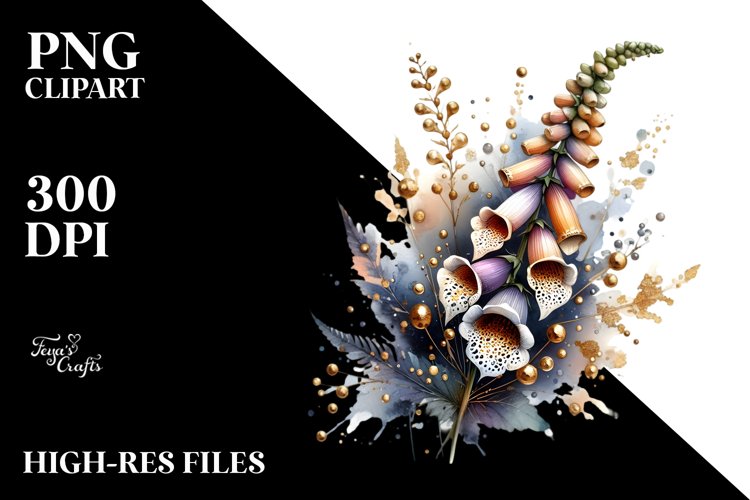 Abstract Artistic Foxglove Shiny Sublimation Clipart