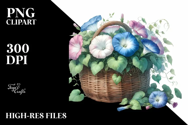 Morning Glory Basket Clipart