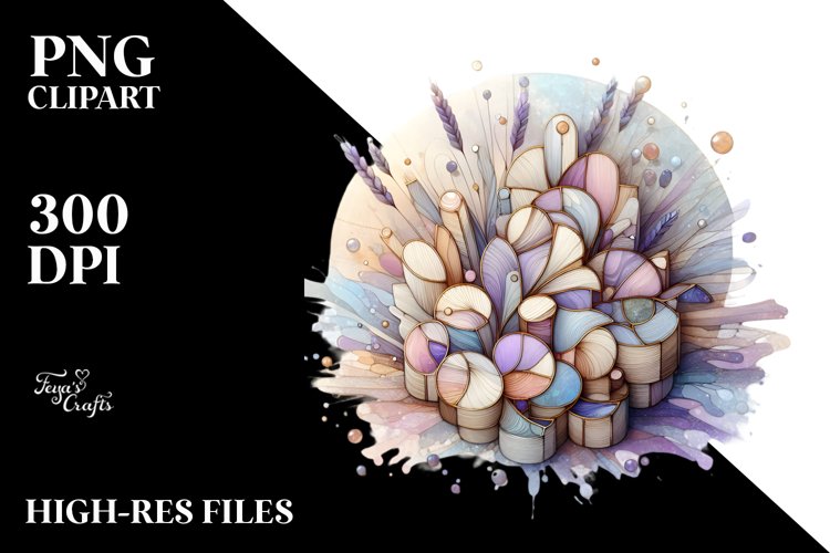 Abstract Stained Lavender | Sublimation | Clipart example image 1