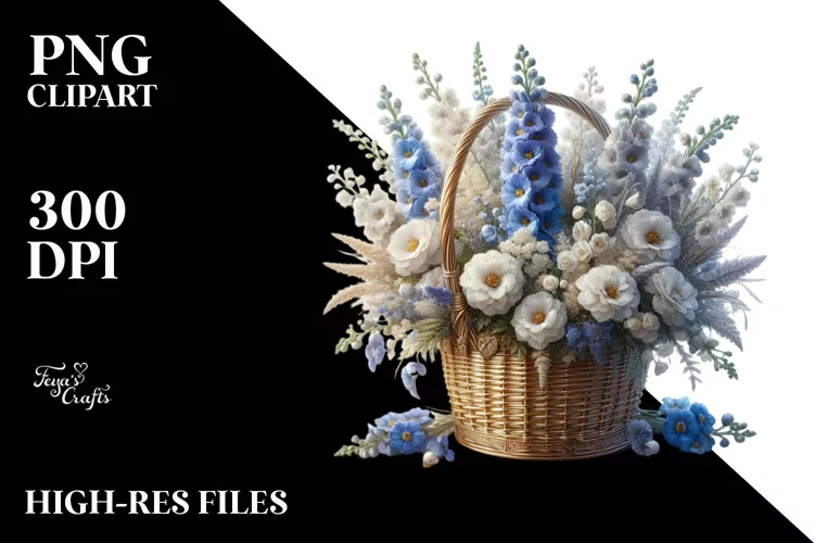 Shiny Basket Large Delphinium Clipart